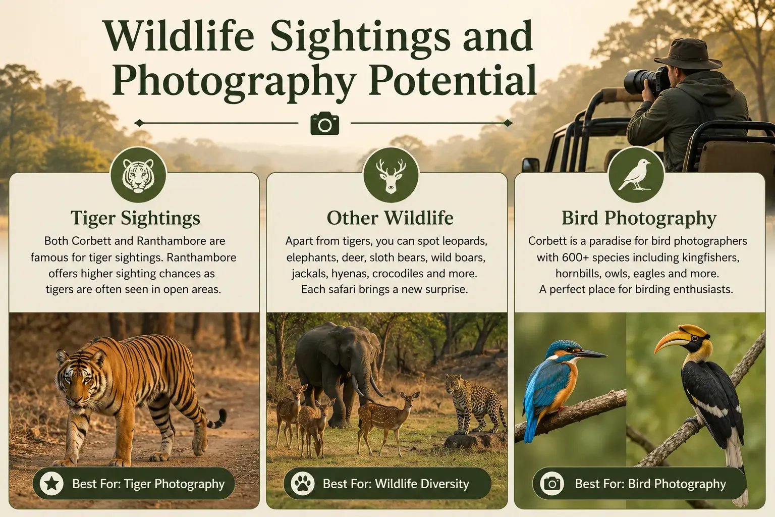 Wildlife Sightings and Photography Potential